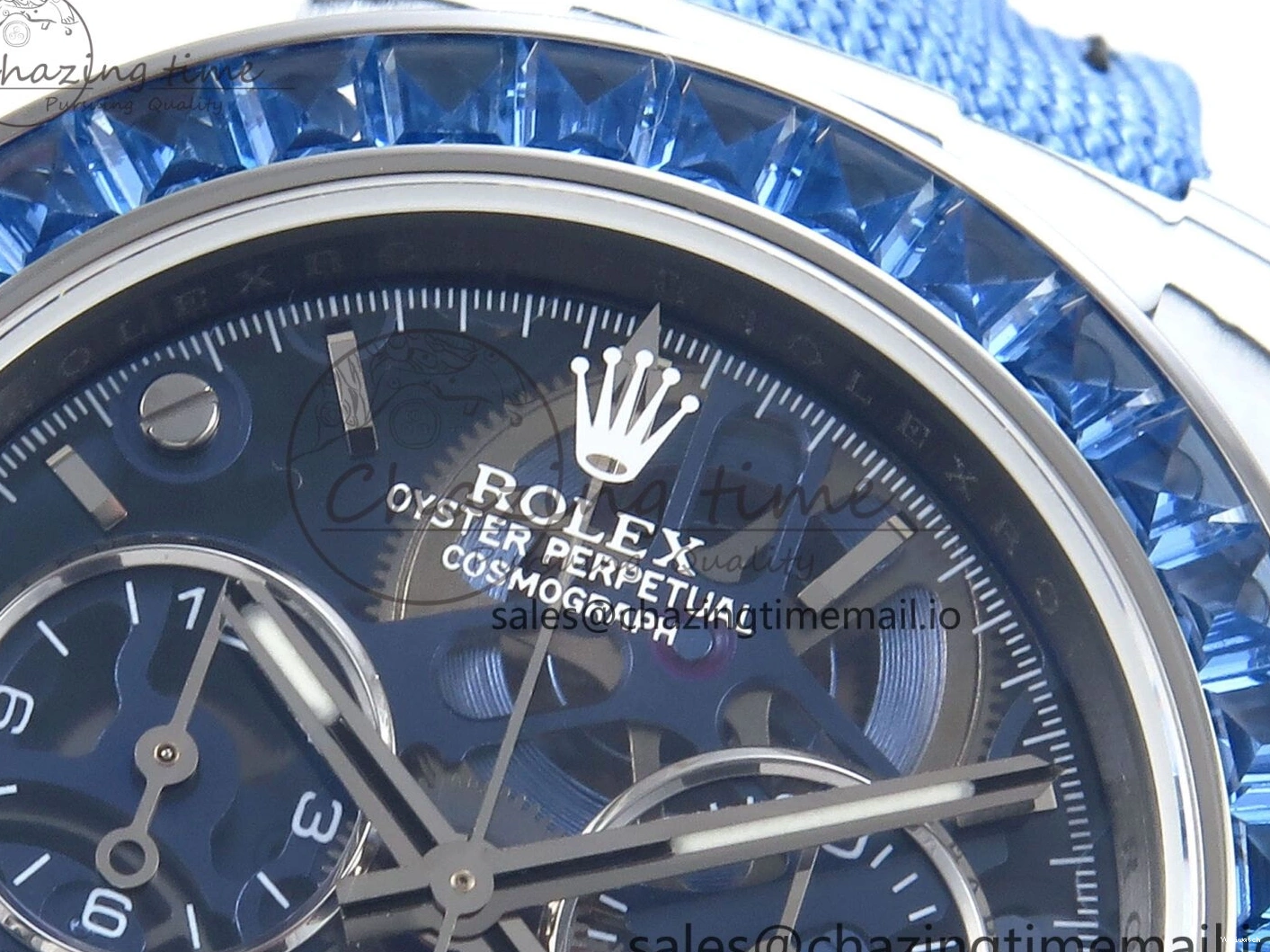 Carbon REMOULD Blue on Dial Bezel Edition DD4802 White Diamonds GETF Best Strap Blue Skeleton ZIF Nylon Blue Daytona 0331